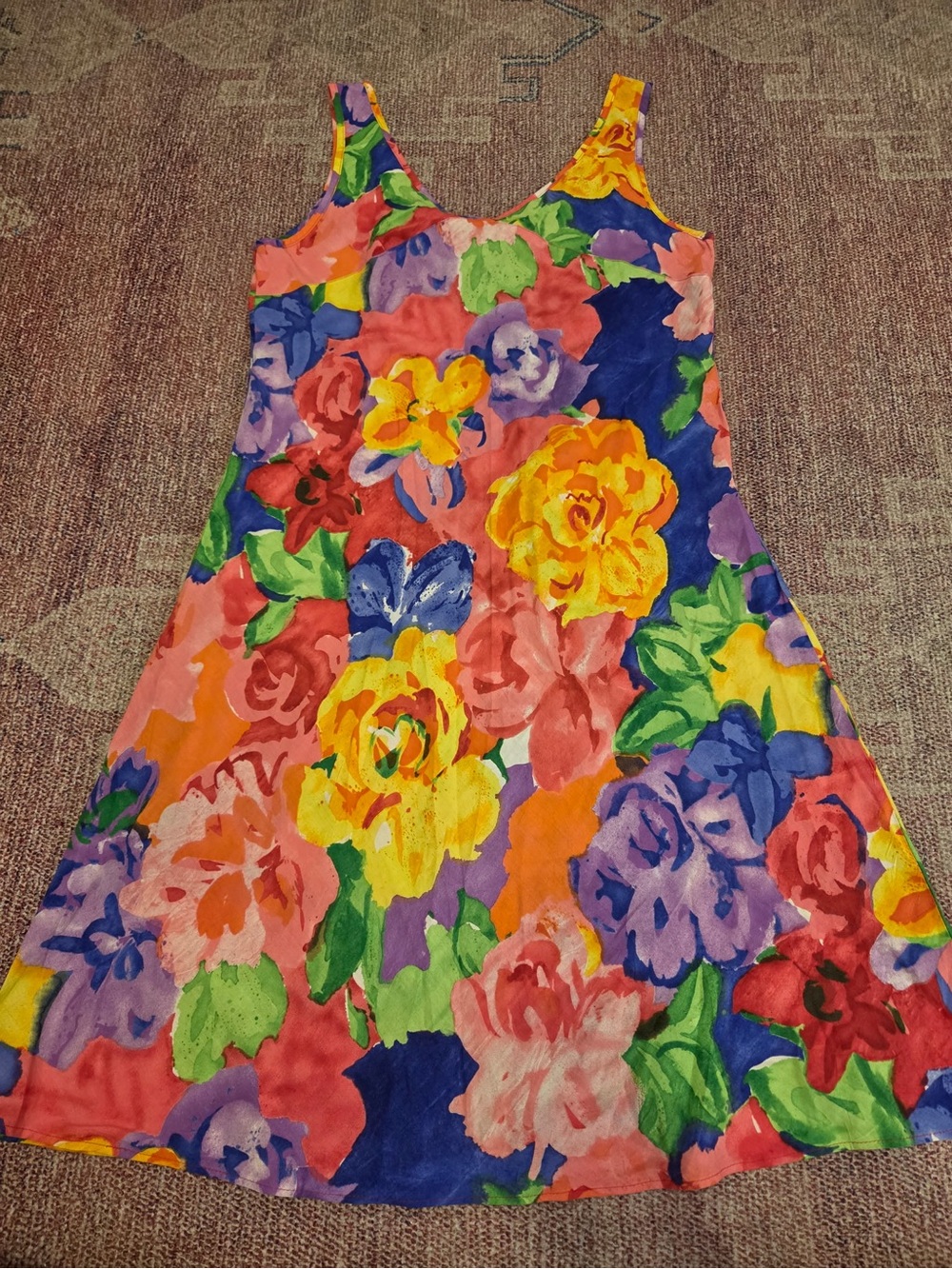 Hula moon by Jams world rayon floral midi tank dress in like new condition sz lg